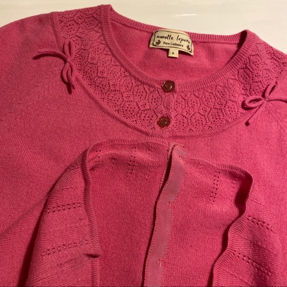 Nanette Lepore Pink Cashmere Cardigan Sweater - Picture 6 of 8